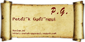 Peták Gyöngyi névjegykártya
